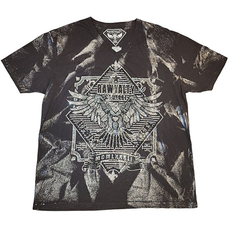 Legendary Rawyalty Couture Black Label T-Shirt Black Silver Bling 2XL